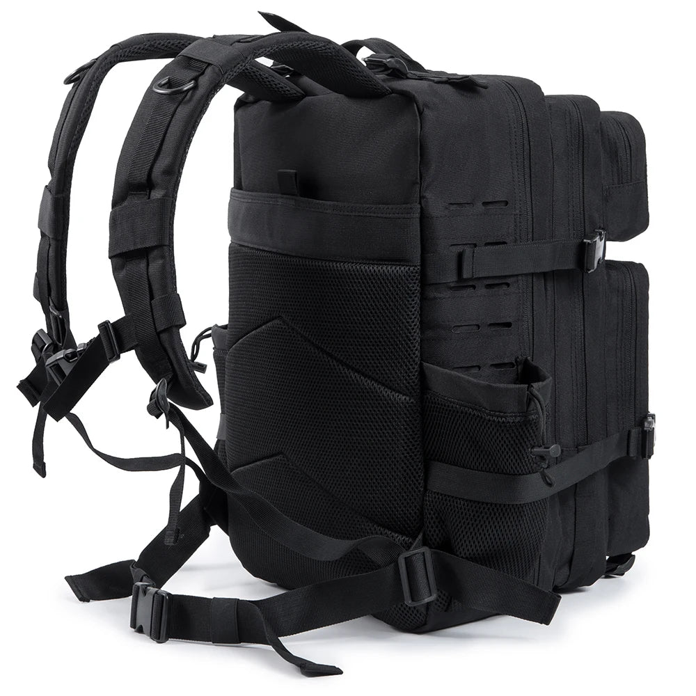 Sac à Dos Tactique 25L & 45L – Randonnée, Voyage, École & Camping | Homme & Femme | Noir & Gris