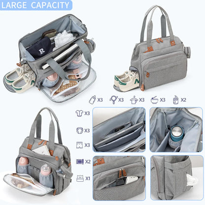Multifunction Diaper Bag for Mom & Dad – Backpack & Shoulder Bag | Shoe Compartment | Large Capacity
