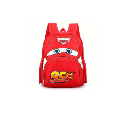 Sac à Dos Enfant Maternelle – Motif Cartoon Voiture | Léger & Mignon | Nylon Durable | Rouge | 34 × 29 × 13 cm