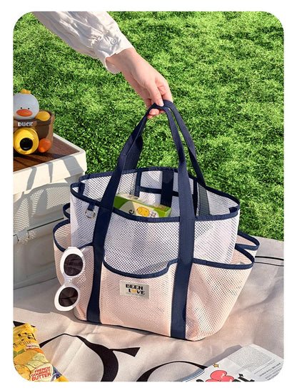Sac de Plage et Gym en Maille – Grande Capacité, Portable, Idéal Piscine et Voyage