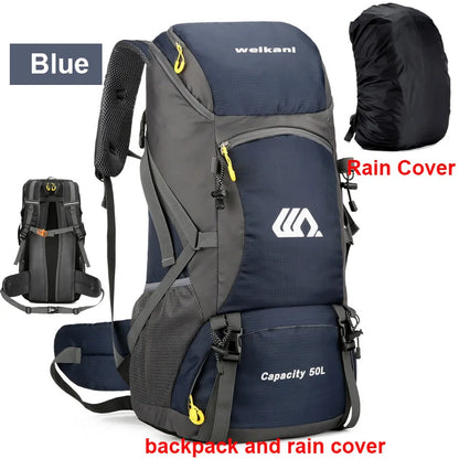 50L Waterproof Travel Backpack – Shoe Compartment & Hydration Bladder Pocket | Hiking, Camping & Mountaineering | Unisex