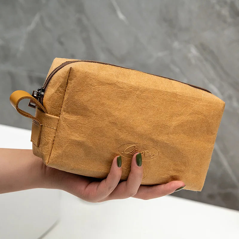 Trousse de maquillage écologique en papier kraft – Imperméable & Doublure douce