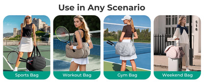 Sac de sport femme 35L – Tennis, Pickleball, Badminton, Gym & Voyage avec compartiment chaussures
