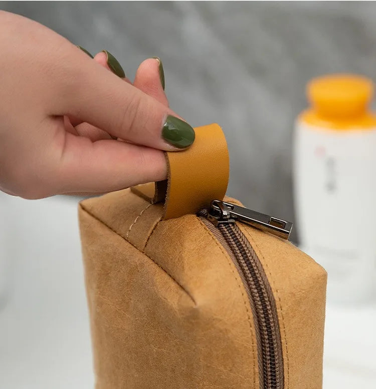 Trousse de maquillage écologique en papier kraft – Imperméable & Doublure douce