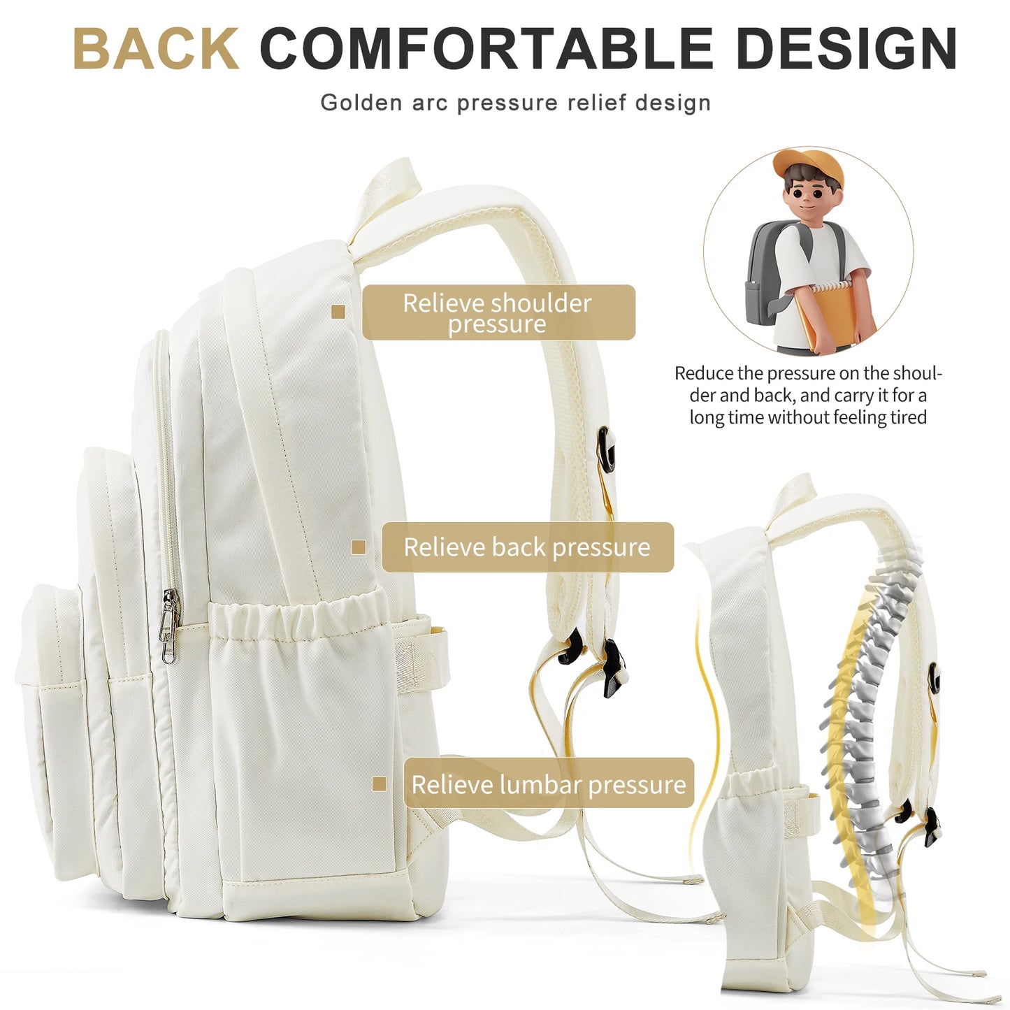 Premium Nylon Teen Backpack – Multi-Pocket, School and Travel, Casual Chic Style