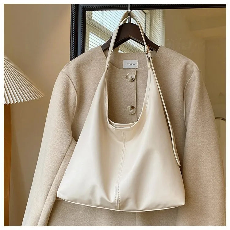 Sac Tote Rétro Femme en Cuir PU - Grande Capacité