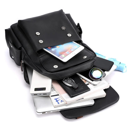 Men's PU Leather Backpack – Large Capacity, Laptop & Casual Style