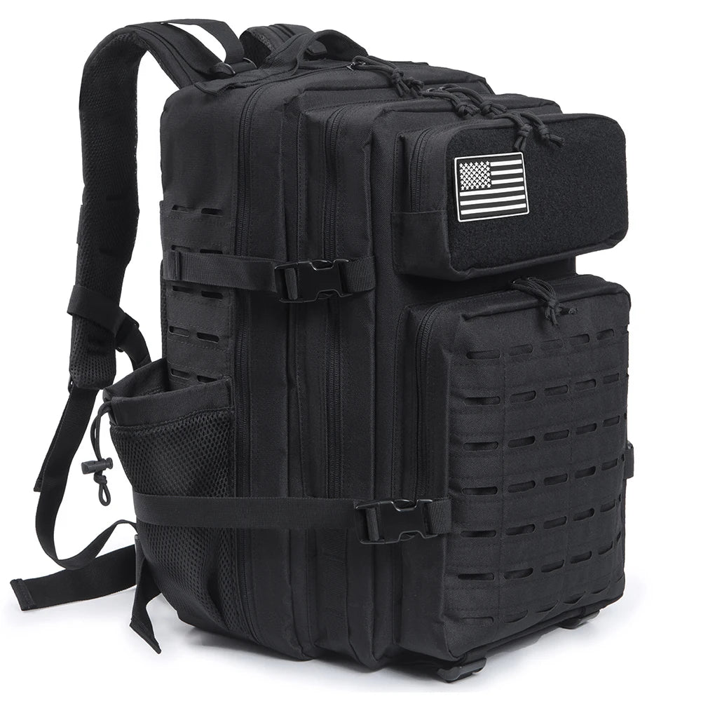 Sac à Dos Tactique 25L & 45L – Randonnée, Voyage, École & Camping | Homme & Femme | Noir & Gris