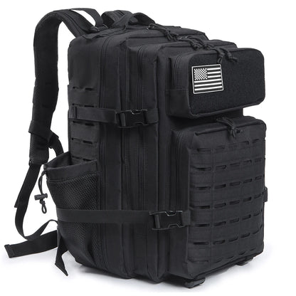 Sac à Dos Tactique 25L & 45L – Randonnée, Voyage, École & Camping | Homme & Femme | Noir & Gris