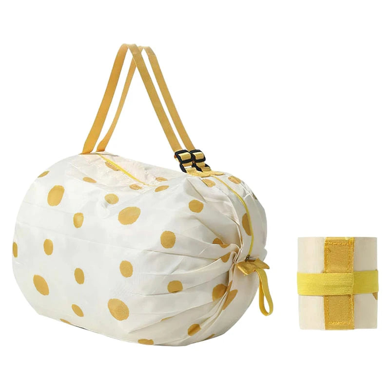 Sac Shopping Pliable Impérméable – Grande Capacité 48-64L, Rayé, Réutilisable