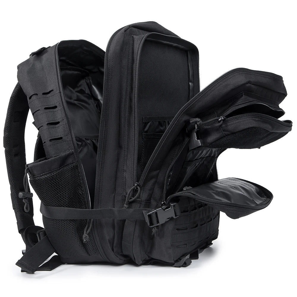 Sac à Dos Tactique 25L & 45L – Randonnée, Voyage, École & Camping | Homme & Femme | Noir & Gris