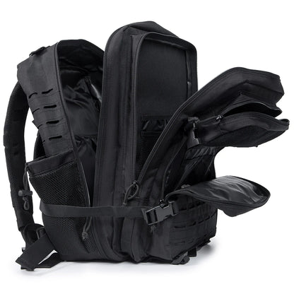 Sac à Dos Tactique 25L & 45L – Randonnée, Voyage, École & Camping | Homme & Femme | Noir & Gris