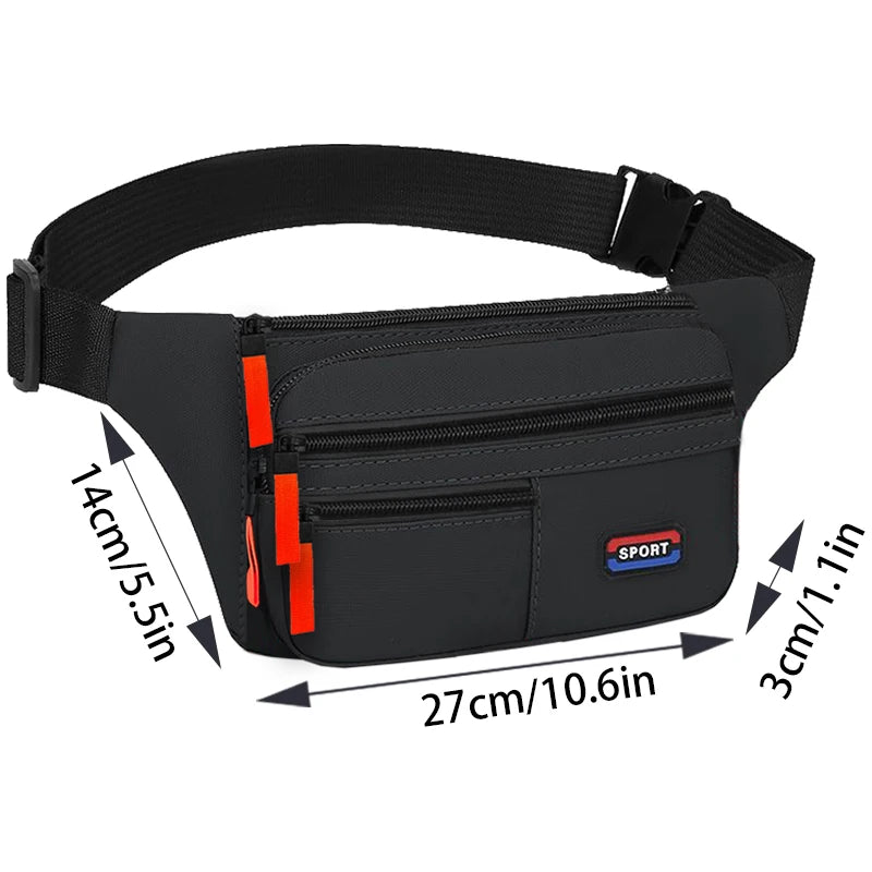 Waterproof Sports Fanny Pack — Unisex, multi-pocket, ideal for hiking and running