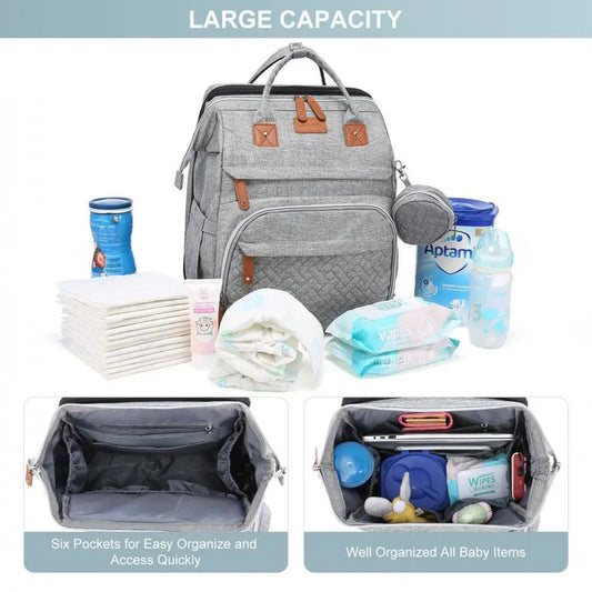 Sac à Dos Maternité 2-en-1 avec Lit de Bébé Intégré - Grande Capacité