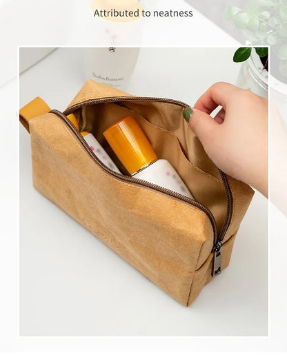 Trousse de maquillage écologique en papier kraft – Imperméable & Doublure douce