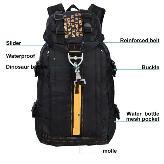 Sac à Dos Tactique Militaire 20L Style Parachute – Nylon Imperméable | 10 Poches | Randonnée, Chasse & Voyage | Noir, Vert, Gris
