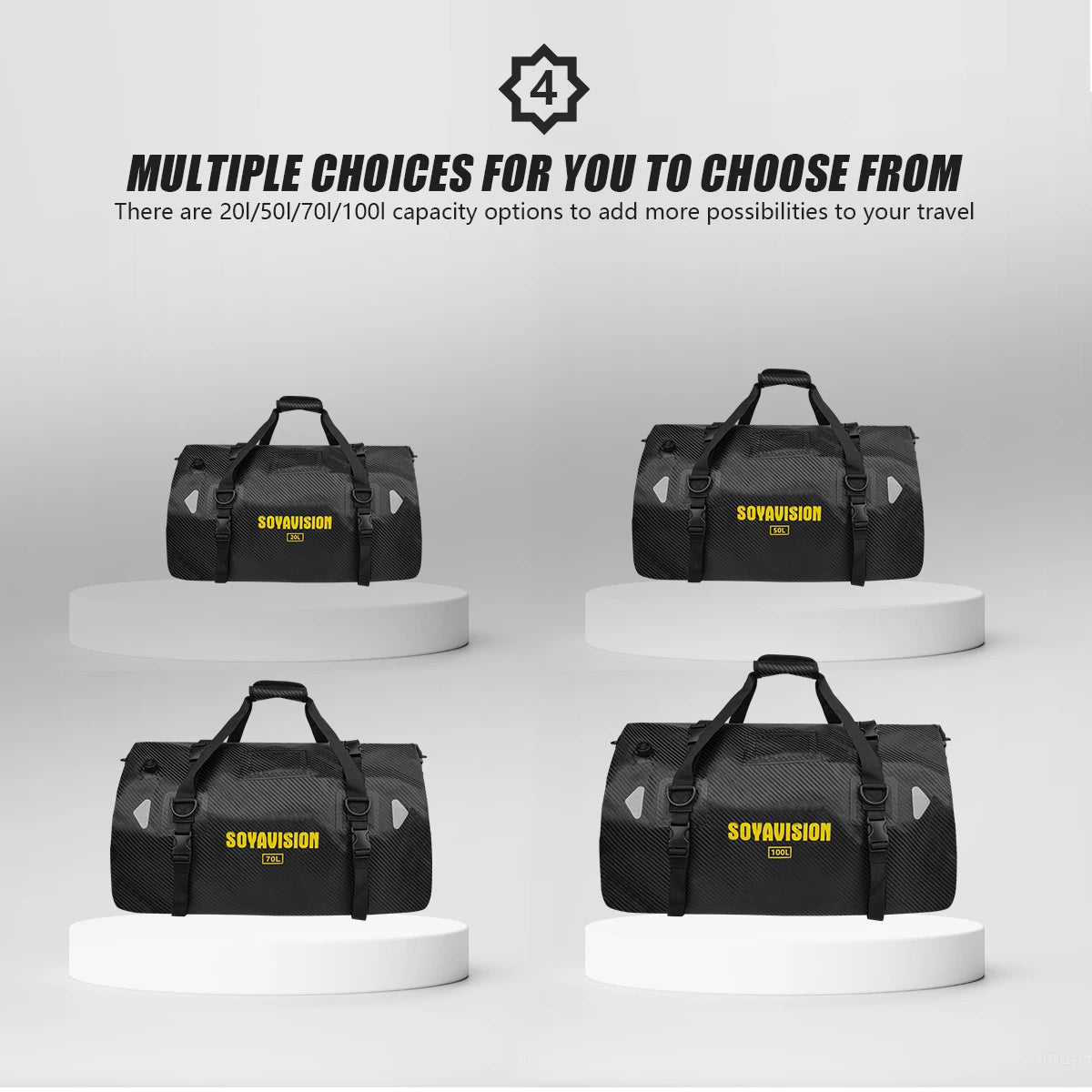 Waterproof Motorcycle Tail Bag - 20L to 100L