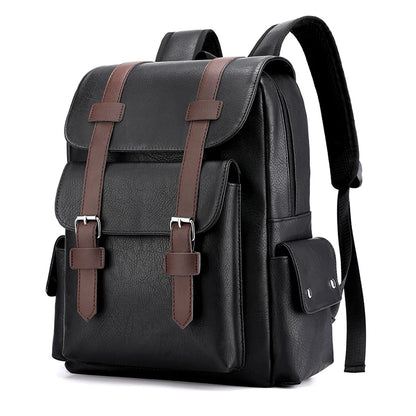 Men's PU Leather Backpack – Large Capacity, Laptop & Casual Style