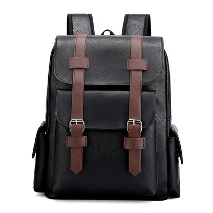 Men's PU Leather Backpack – Large Capacity, Laptop & Casual Style
