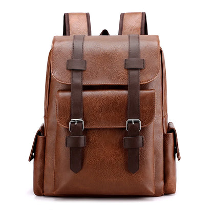 Men's PU Leather Backpack – Large Capacity, Laptop & Casual Style