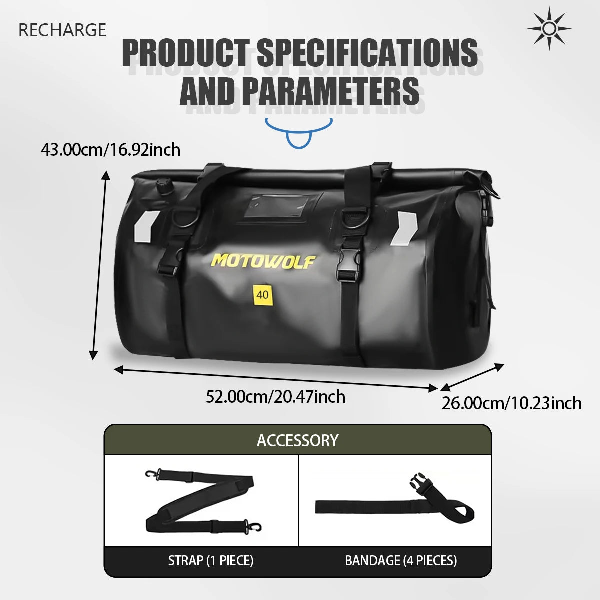 Waterproof Motorcycle Tail Bag - 20L to 100L