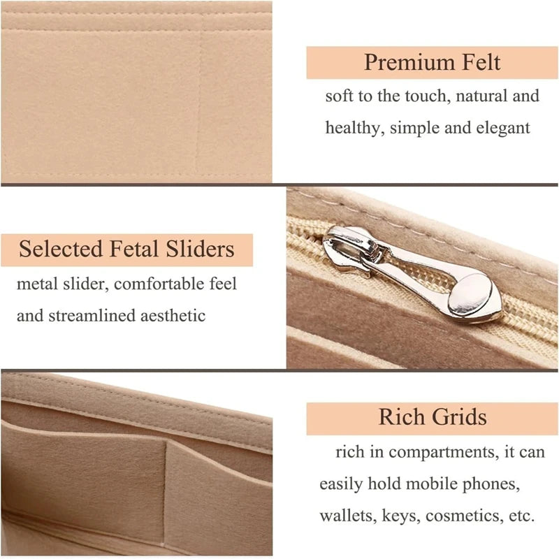 Bag Organizer – Multi-Pocket Insert, With or Without Zipper