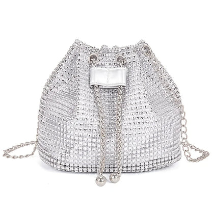 Sac Seau Femme avec Strass Scintillants - Cordon Chic - Bandoulière Polyvalente