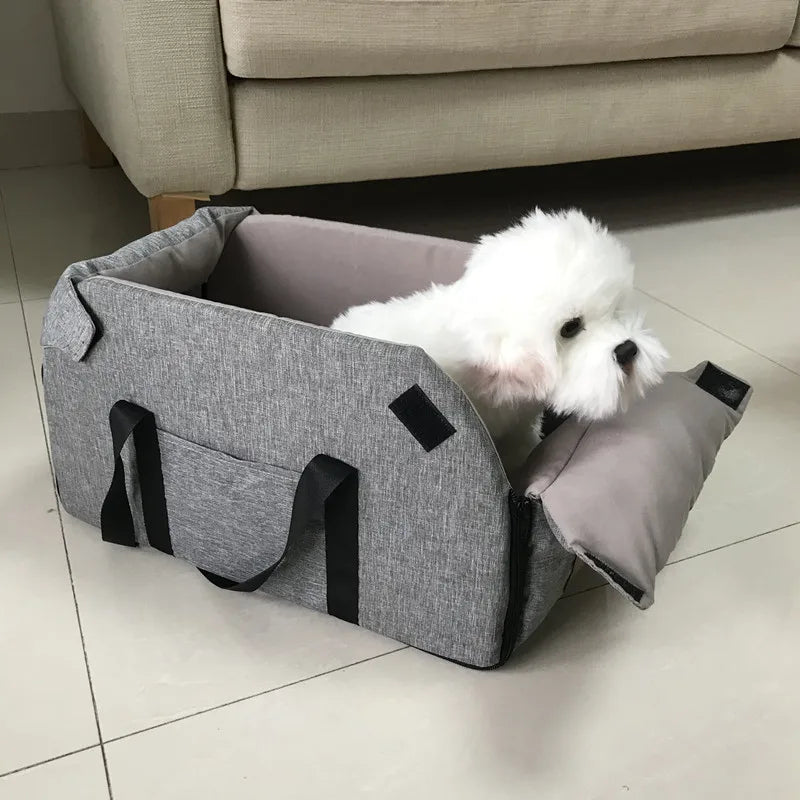 Dog & Cat Car Seat Bed – Portable & Washable | Car Safety | Sizes S & L | Chihuahua