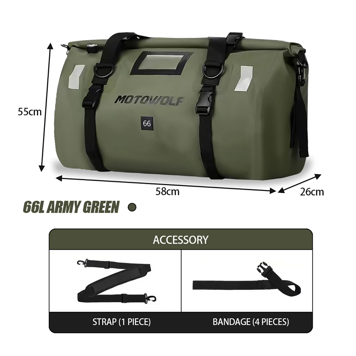 Waterproof Motorcycle Tail Bag - 20L to 100L