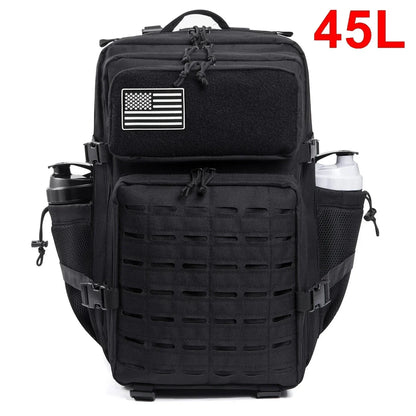 Sac à Dos Tactique 25L & 45L – Randonnée, Voyage, École & Camping | Homme & Femme | Noir & Gris