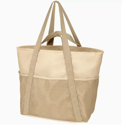 Women's Large Capacity Beach Bag - Waterproof, Wet/Dry Compartment, Foldable