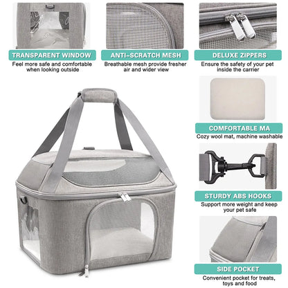 Sac à Dos Transporteur Respirant Chat & Petit Chien – Approuvé Compagnie Aérienne | Voyage & Balade | Gris & Noir