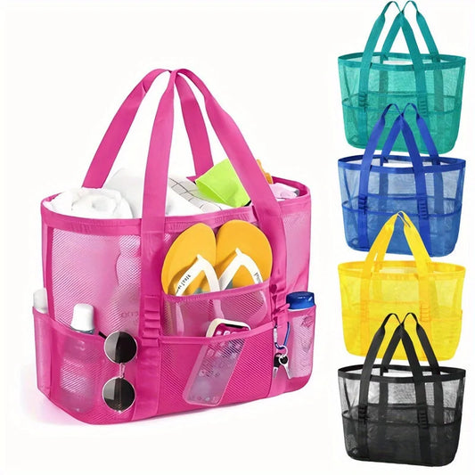 Sac de Plage Filet Anti-Sable – Multi-Poches, Léger et Respirant pour Toute la Famille