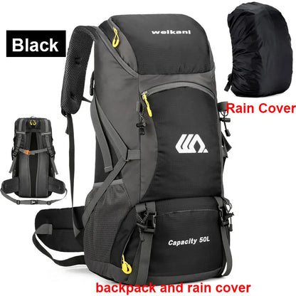 50L Waterproof Travel Backpack – Shoe Compartment & Hydration Bladder Pocket | Hiking, Camping & Mountaineering | Unisex