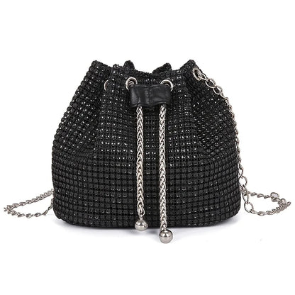 Sac Seau Femme avec Strass Scintillants - Cordon Chic - Bandoulière Polyvalente