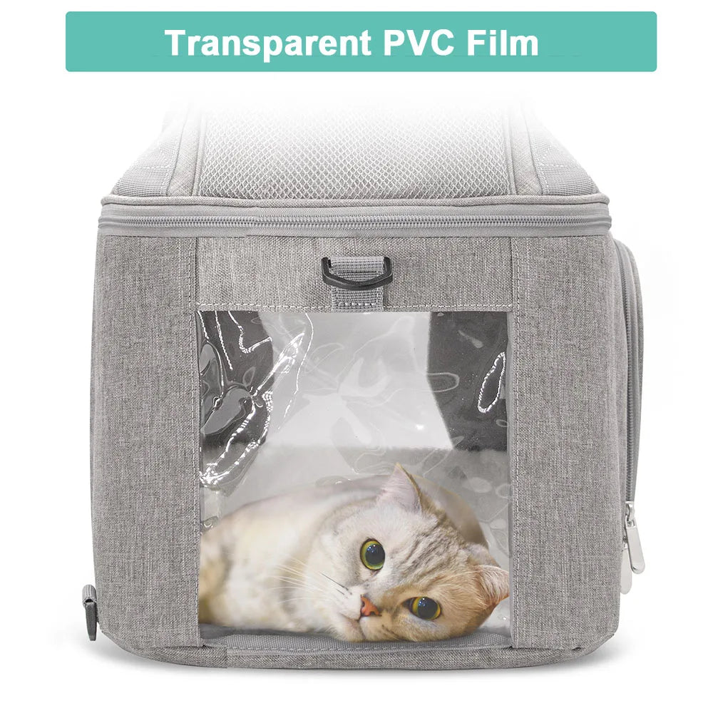 Sac à Dos Transporteur Respirant Chat & Petit Chien – Approuvé Compagnie Aérienne | Voyage & Balade | Gris & Noir