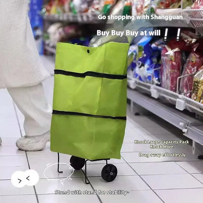 Foldable Eco Shopping Trolley Bag with Wheels – Large Capacity Shopping Cart
