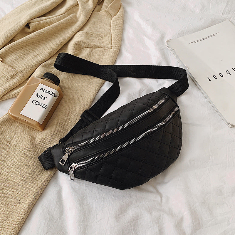 Double Compartment PU Leather Fanny Pack