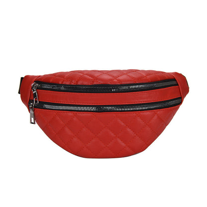 Double Compartment PU Leather Fanny Pack