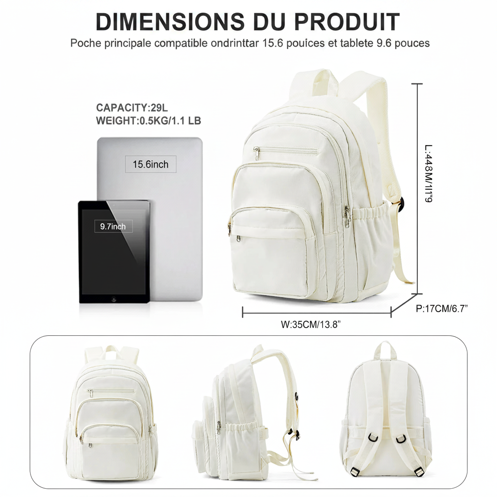 Fiche technique sac à dos en français